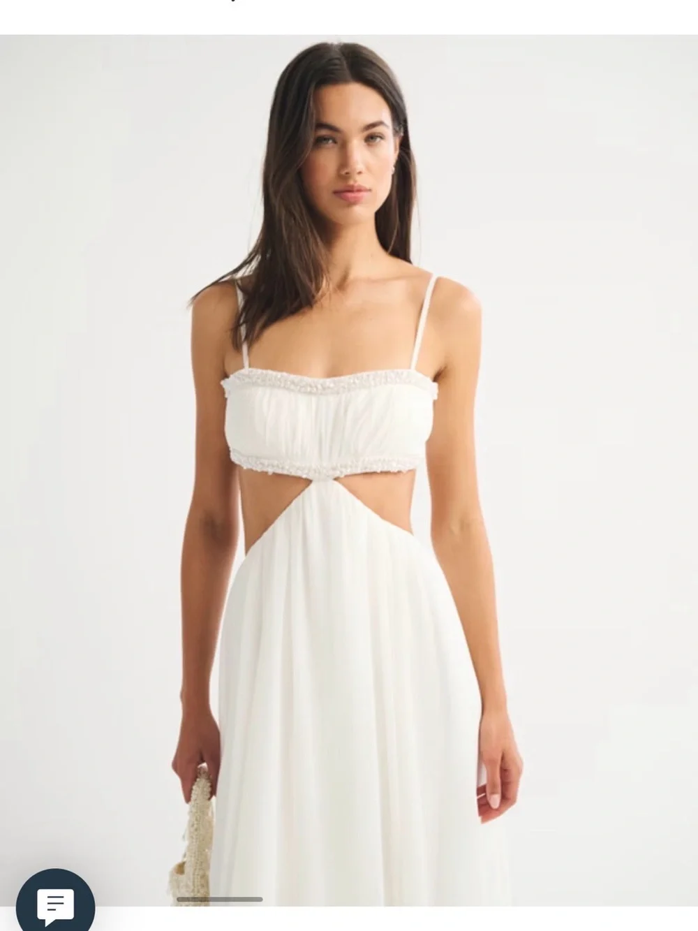 Abercrombie & Fitch White Cutout Spaghetti-Strap Maxi Dress